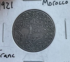 1921 Morocco 1 One Franc  bg