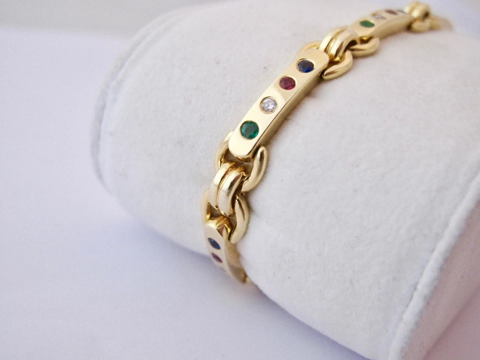 ARMBAND mit 1,40 KARAT BRILLANTEN & RUBIN & SAPHIR & SMARAGD  585/ 14 K GOLD  - Bild 2 von 4