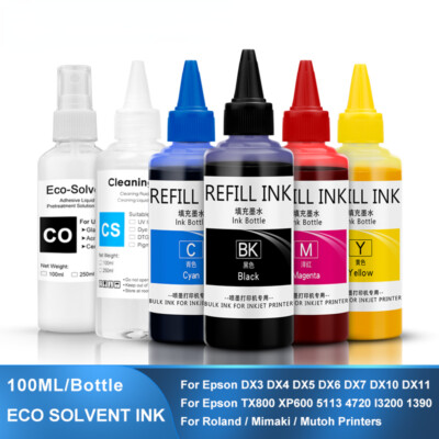 100ML/Bottle Eco-Solvent Ink For Epson DX5 DX6 DX7 DX10 Printhead
