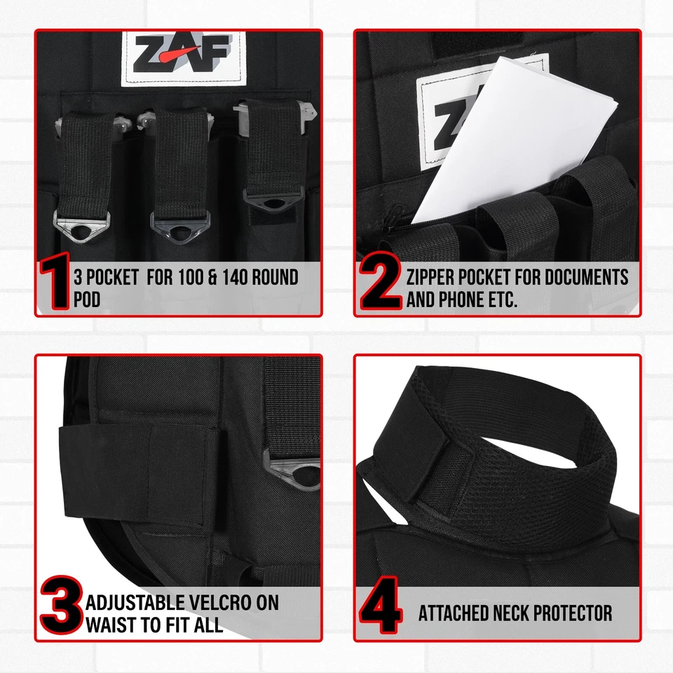 Protector de pecho acolchado de 3 cápsulas de paintball y airsoft con protector de cuello adjunto Foto 3 de 4