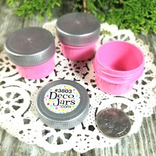 50 PINK Jars Plastic Silver Caps tops screw lids cosmetic USA Container 3803