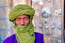 59' Genuine Green Tuareg Scarf, Extra Long Handmade Mauritanian African Scarf 