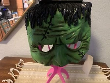 NWT Adult Costume Latex Green Frankenstein Overhead Half Mask