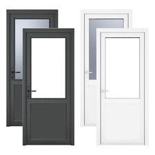 PVC Single Door Clear Half Glass & Frame RH Double Tough Glazing By Crystal