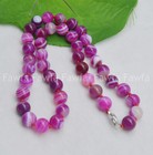 Gemstone Round Beads Necklace 16-36' Fine 6/8/10mm Natural Pink Stripe Agate