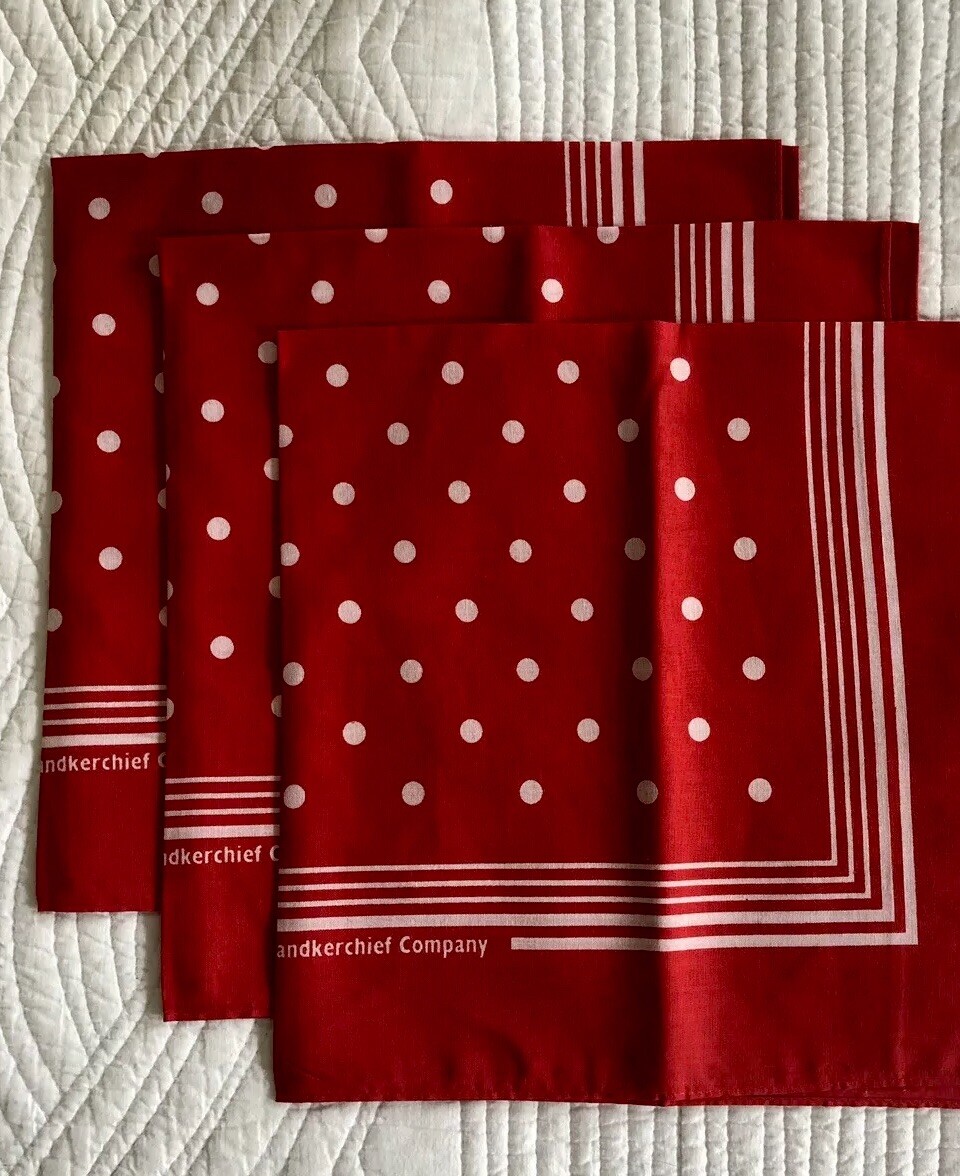 Cotton Handkerchief Men’s Enormous Spotted Cotton Hankies, Set Of 3 Red