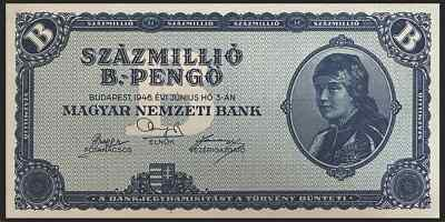 #ad #ad 🇭🇺 HUNGARIAN 100 QUINTILLION 1946 B PENGO P 131 UNCIRCULATED 🇭🇺 $134.10