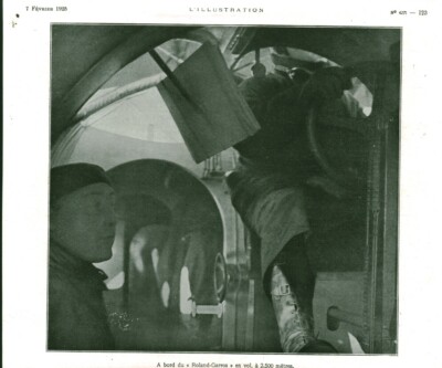 Altes Dokument an Bord der Roland Garros im Flug über 2500 Meter 1925 aus Zeitschrift
