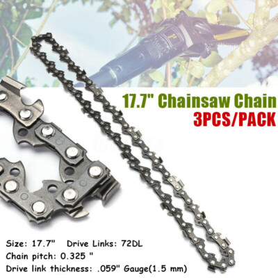 3PCS/Set 18'' Metal Chainsaw Saw Chain Blade Saws  .325'' LP .059 Gauge 72DL LINK