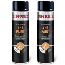 2 x Simoniz VHT Matt Black Paint Very High Temperature Car Spray Aerosol 500ml