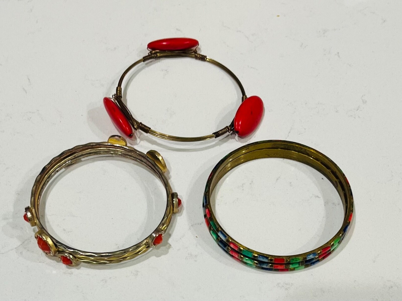 7 beautiful stackable bangles including red agate… - image 6