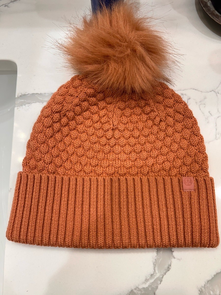 Lululemon Bubble Knit Beanie Hat Pom Pom Fur Winter Hat Pink Savannnah Nwt Lululemon Bubble Knit Pom Beanie - Pink Savannah - lulu fanatics main image 3