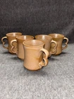 5 Vintage  Frankoma  Pottery C9 Trigger Handle Brown Coffee Cup 4" tall