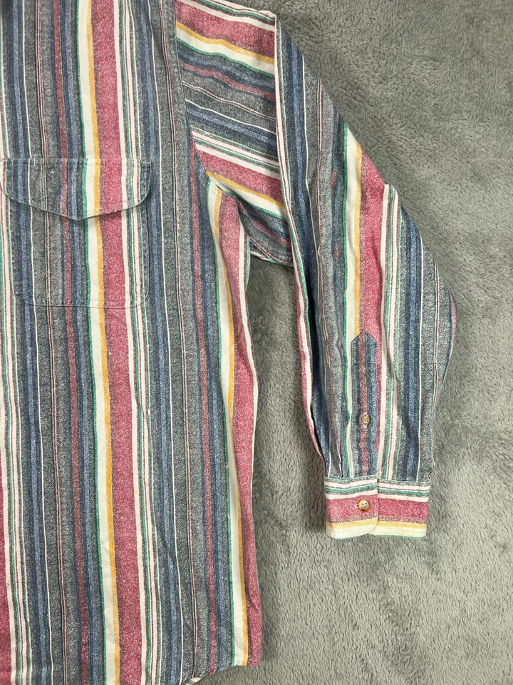 Винтажные ударные рубашки мужские XL на пуговицах вестерн 90-е в полоску рубашки с длинным рукавом - Изображение 4 из 4