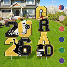 Graduation Yard Signs Class of 2026 Decorations, 4 Pcs Large Size 2026 Grad Wate