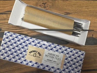 Box of Grobet saw files, 5'' extra-slim taper handsaw files