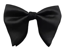 Mens Oversized Satin Silk Bow Tie Solid Color Formal Tuxedo Big Bowtie C- Black
