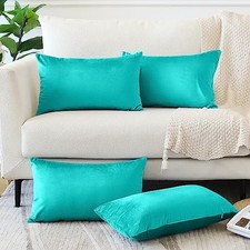 Set of 4 Decorative Throw Pillow Covers Soft Velvet 20" x 12" Pack of 4 Teal