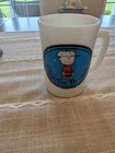 Vintage Charlie Brown Linus Milk Glass Mug Cup Peanuts