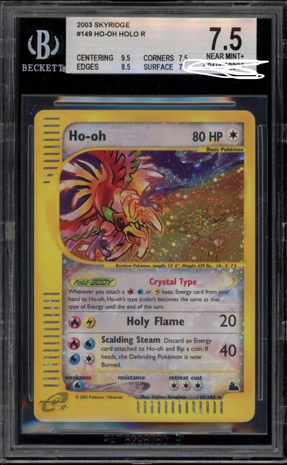 Pokemon Ho-Oh Skyridge Crystal Holo Secret Rare #149 BGS 7.5