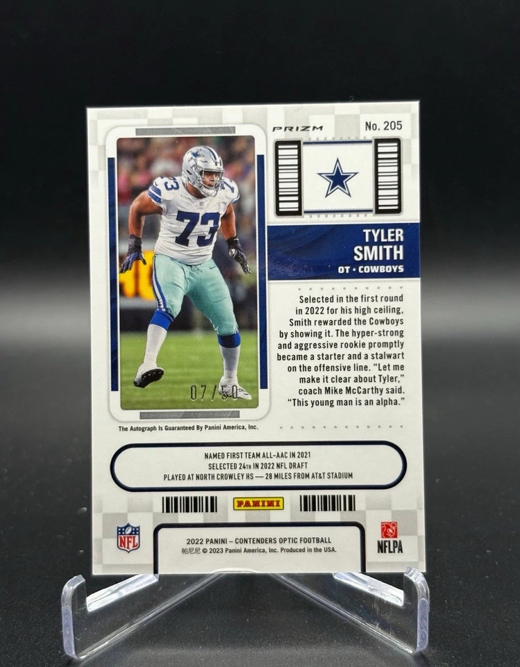 2022 Panini Contenders Optic Tyler Smith Rookie Ticket Auto /50 #205 Cowboys - Image 2 of 2