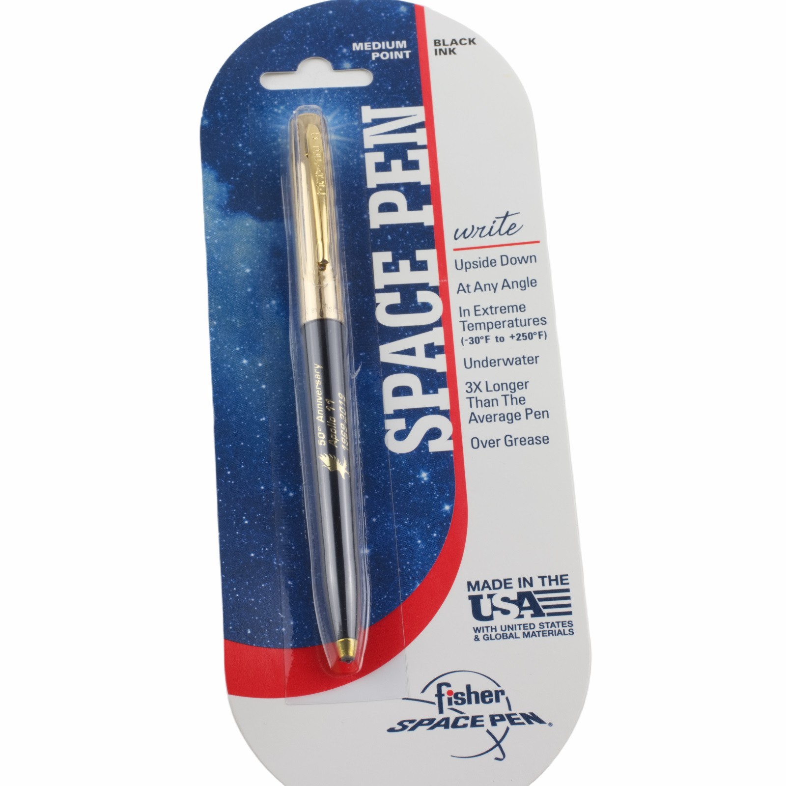 Fisher Space Pen Apollo 11 Cap-O-Matic Retractable Black Ink Medium ...