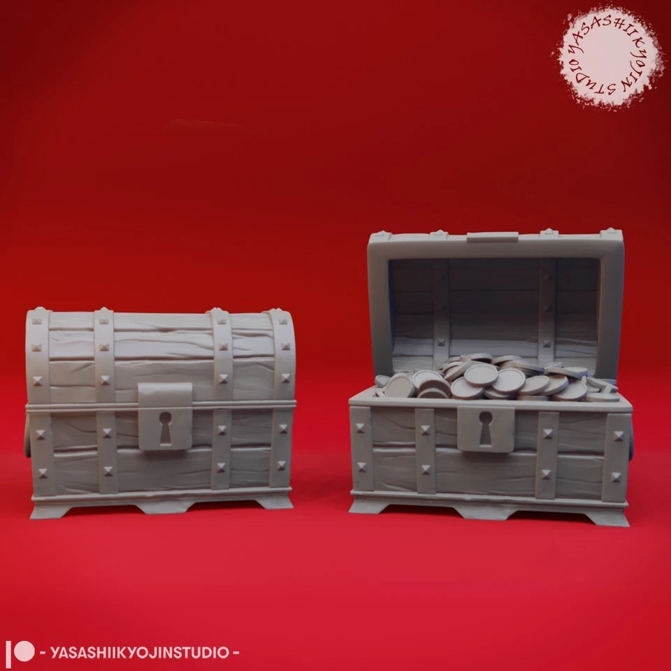 YASASHII KYOJIN STUDIO Treasure Chest - 32mm/54mm Scale Scatter Terrain for Table Top RPGs