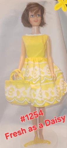 FRANCIE OUTFIT VTG 1965 #1254 Fresh As A Daisy TAGGED DRESS Mattel Casey Twiggy
