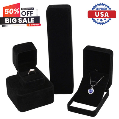 NEW Velvet Necklace Pendant Bracelet Earring Packaging Jewelry Gift Show Box US