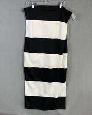A New Day Women's Strapless Banded Tube Midi Dress Size XL Striped B&W NWT