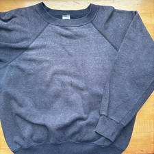 Vintage 70s 80s Black Raglan Sleeve Sweatshirt Size Medium Faded Distressed