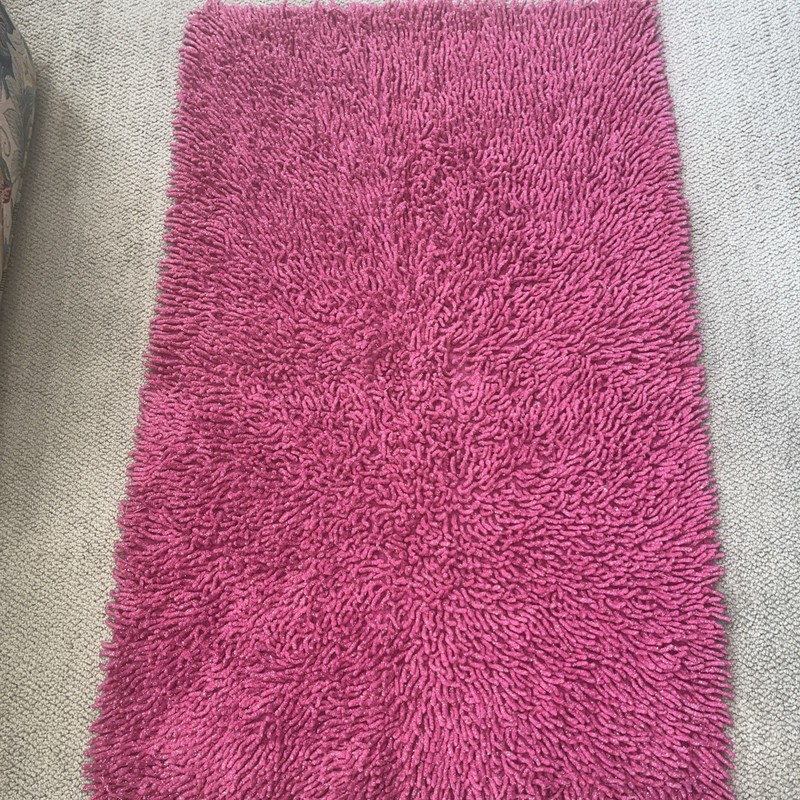 Chenille Shag Hot Pink Silver 27x45  Rug