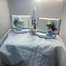 Lipper and Mann Porcelain "The Lord's Prayer" Girl & Book L&M  Planter  w/Candle