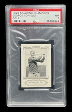 1926 spalding champions #0 george von elm rc; golf rookie SP bio back PSA 7