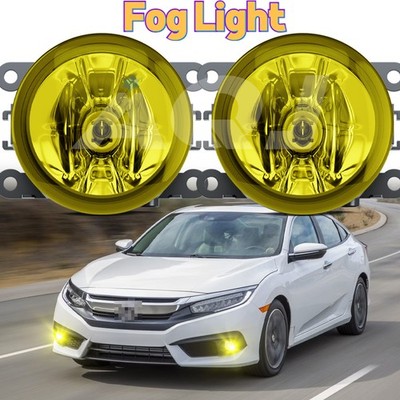 Pair Bumper LED Fogs Driving Lamps 3500K Yellow For Honda Civic 2016-2021