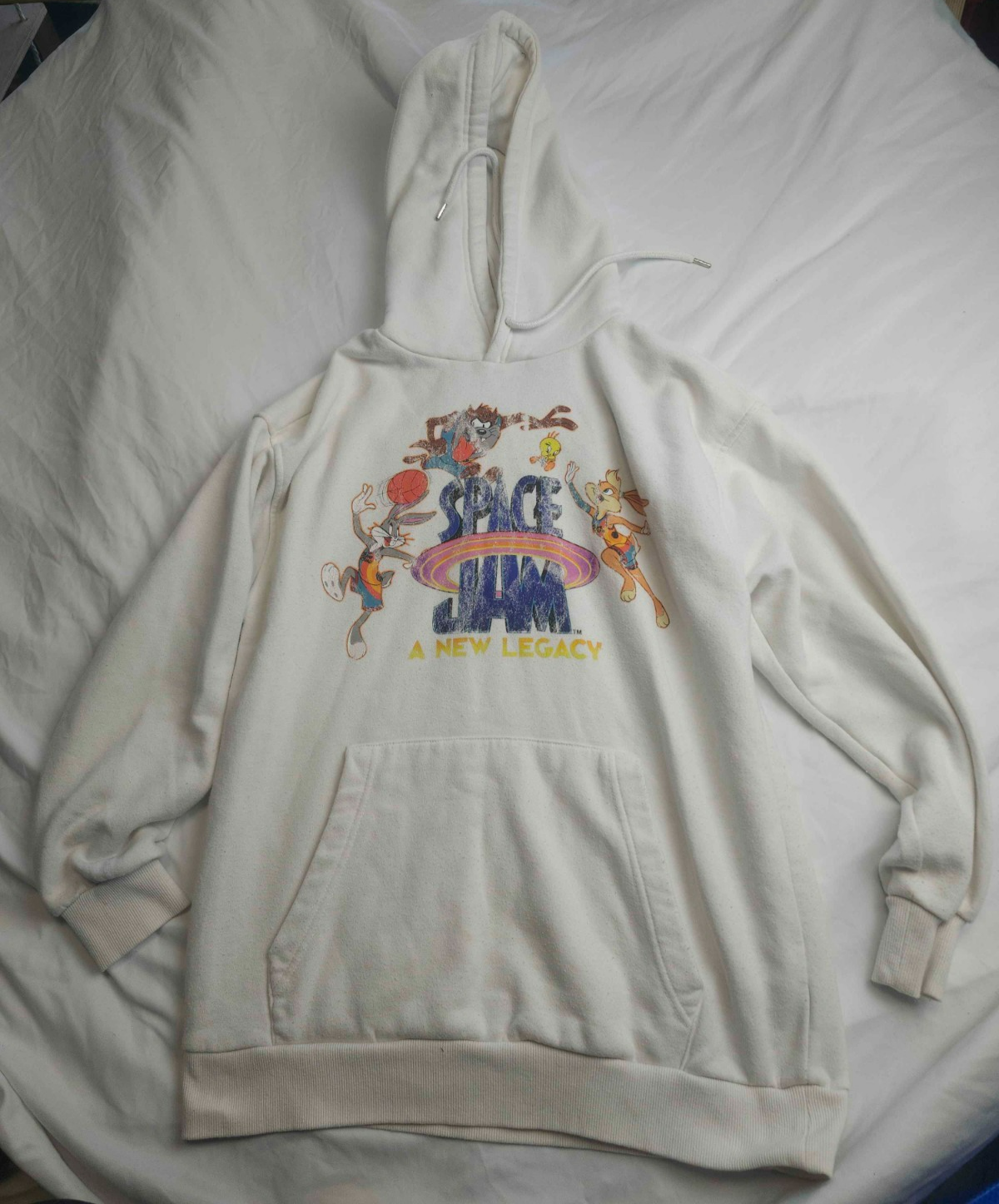 Space Jam Looney Tunes A New Legacy Hoodie Mens Medium Tune Squad 21 White Y2K