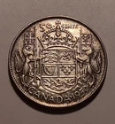 1950 Canadian 50 Cents, George VI, Silver (.800), ASW .3oz