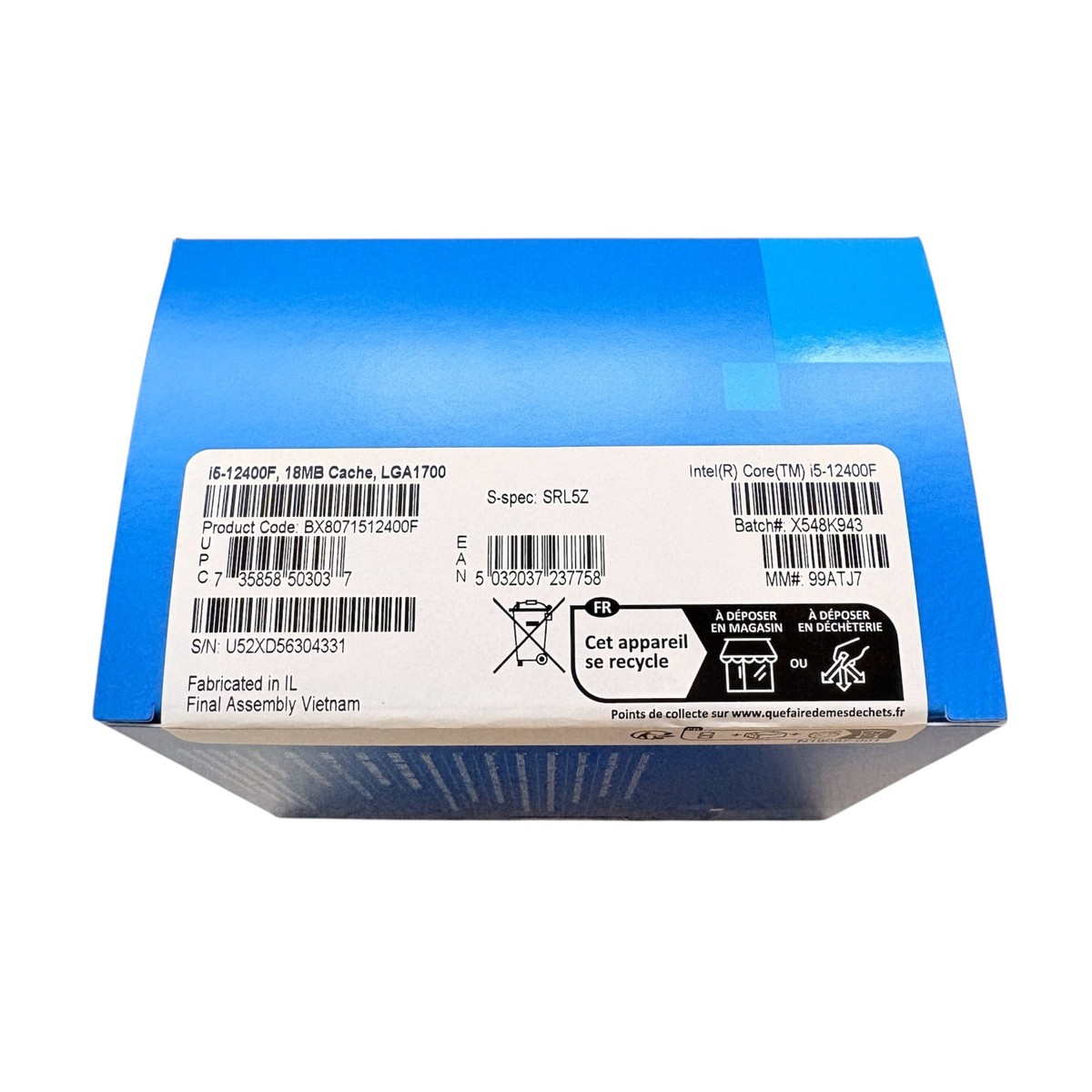 Intel Core i5-12400F Processor (4.4 GHz, 6 Cores, LGA 1700) Box