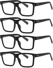 Oversized Reading Glasses for Men - 4 Pack Classic Square Large TR Frame Reader