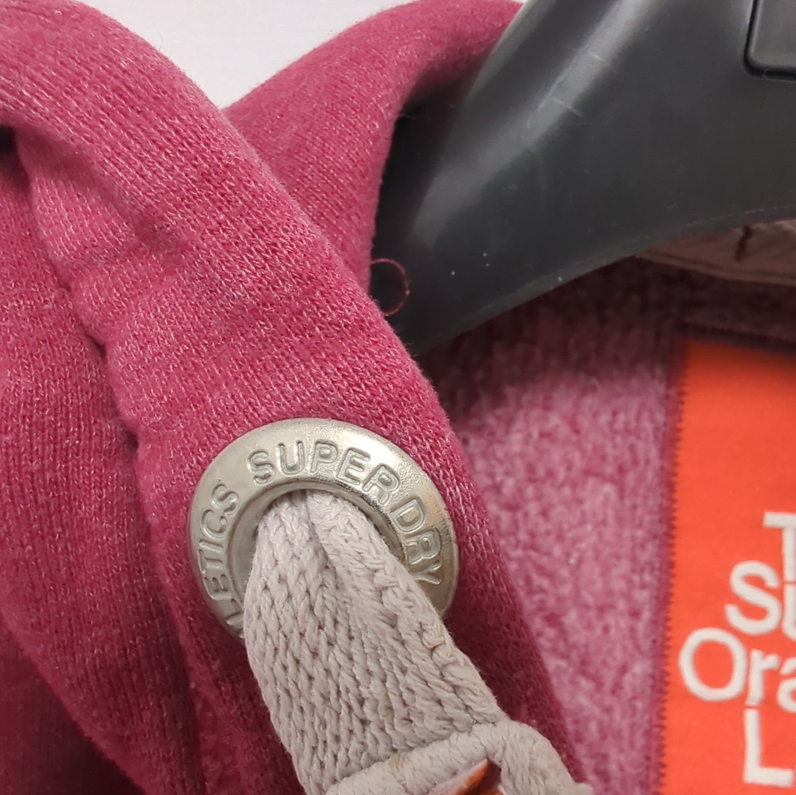 Superdry Orange Label Womens Burgundy Pink Zip Hoodie Embroidered Logo image 9