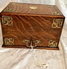 Antique Metamorphic Stationery Case, English Oak Rotating Writing Box, Edwardian