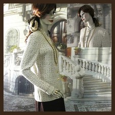 St. John Collection Size 8 Golden Brown and Ivory Diamond Design Jacket w/ Skirt