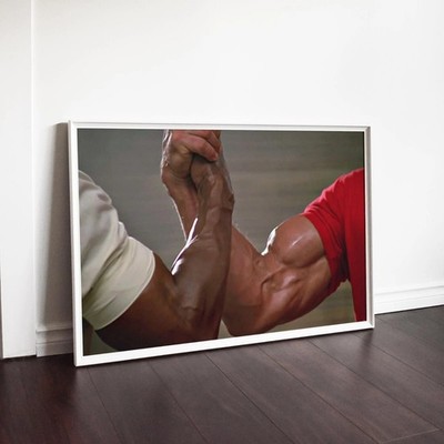 Predator Handshake Scene Arnold Schwarzenegger 1980s Action Film Poster