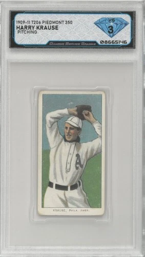 1909-11 T206 Piedmont 350 HARRY KRAUSE 💎 DSG 3 VG