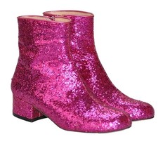 Women  s Glitter Sequins Ankle Boots Stage Bar Low Heel Evening Party Shoes Prom