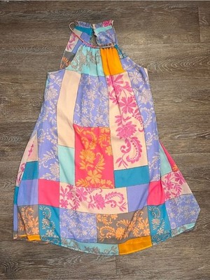 Just Taylor Patchwork Floral Halter Dress Multicolor Lined Swing | Size: 8