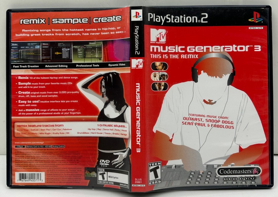 MTV Music Generator 3 This Is The Remix (PlayStation 2, 2004) CIB