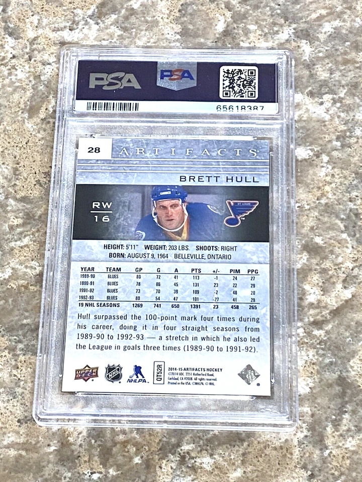2014-15 Upper Deck Artifacts Brett Hull #28 PSA 10 GEM MINT St Louis Blues HOF - Image 2 of 2