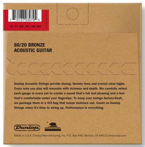 Dunlop 80/20 Bronze 13-56 Medium Acoustic Guitar Strings DAB1356 - Picture 2 of 2