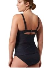 NWT Athleta Square Neck Bra Cup Tankini Top Black size 32 B/C